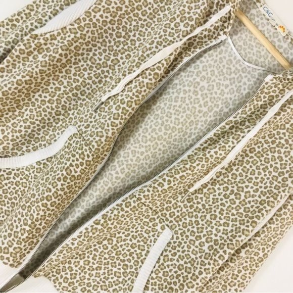 C&C CALIFORNIA Leopard Print Zip Front Hooded Sweater Jacket Size Medium - Picture 7 of 7